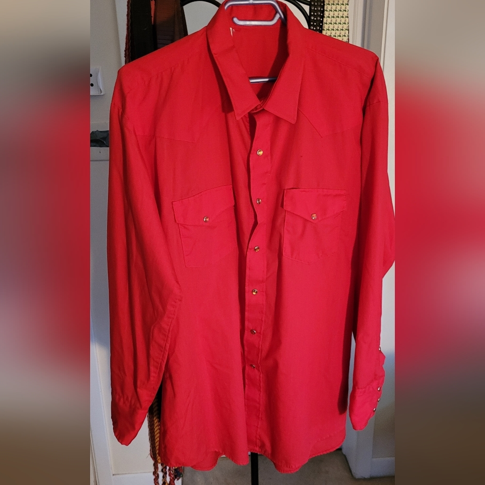 Vintage Red Snap-Button Westernwear Shirt